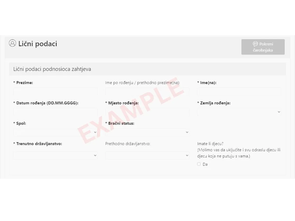 Ispunjavanje videx obrazca  tekstualni sadrzaj ispod fotografije